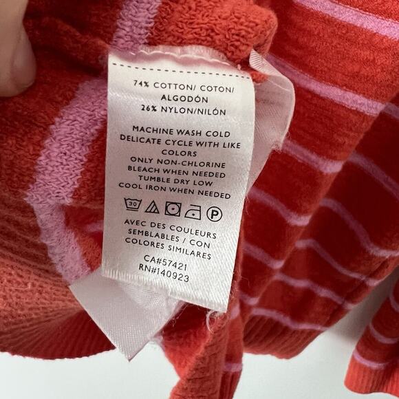 LOFT Sweater Womens XL Pink Striped Button Henley Knit Slouchy Beachy Summer - Picture 5 of 16